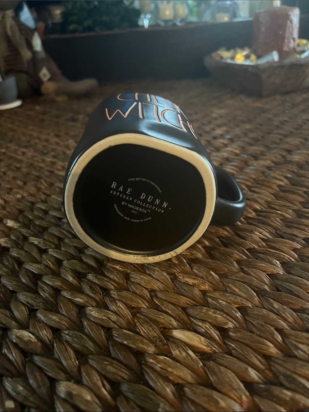 Rae Dunn Black Mug with Orange "Cheers Witches" Lettering - Picture 2 of 3